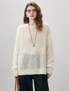 COMOBOCA M Cloudy Women's Mohair Sheer Knit Round Neck Sweater