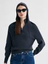 COMOBOCA 100% Cashmere Women's Ribbed Knit Hoodie