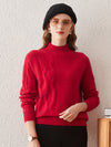COMOBOCA RED 100% Cashmere Women's Mock Neck Knit Sweater
