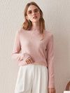 COMOBOCA PINK 100% Cashmere Women's Mock Neck Knit Sweater