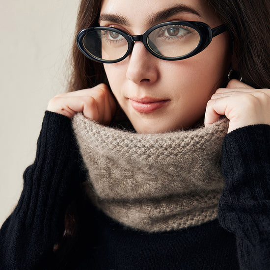 COMOBOCA Coffee Camel 100% Cashmere Cozy Knit Cowl Neck Warmer