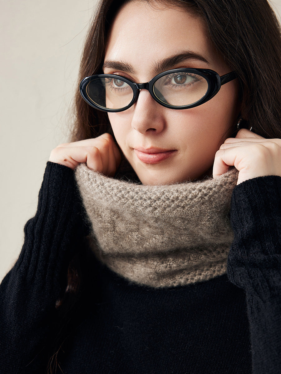 COMOBOCA Coffee Camel 100% Cashmere Cozy Knit Cowl Neck Warmer