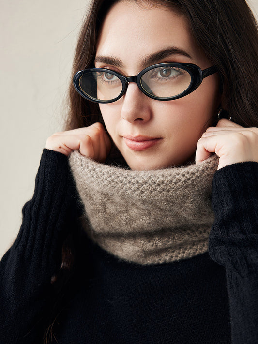 COMOBOCA Coffee Camel 100% Cashmere Cozy Knit Cowl Neck Warmer