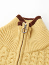 COMOBOCA 100% Wool Kid's Cable Knit Turtleneck Zip Up Cardigan