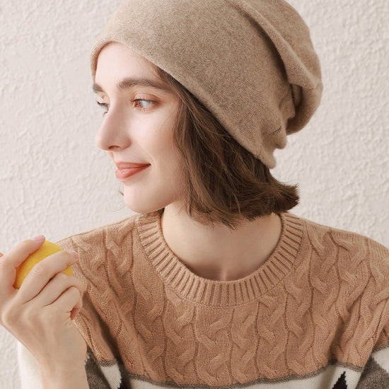 COMOBOCA 100% Cashmere Classic Slouchy Beanie