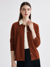 COMOBOCA Brown 100% Cashmere Women's Button-Up Cardigan