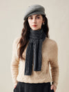 COMOBOCA Dark Gray 100% Cashmere Classic Cable Knit Scarf
