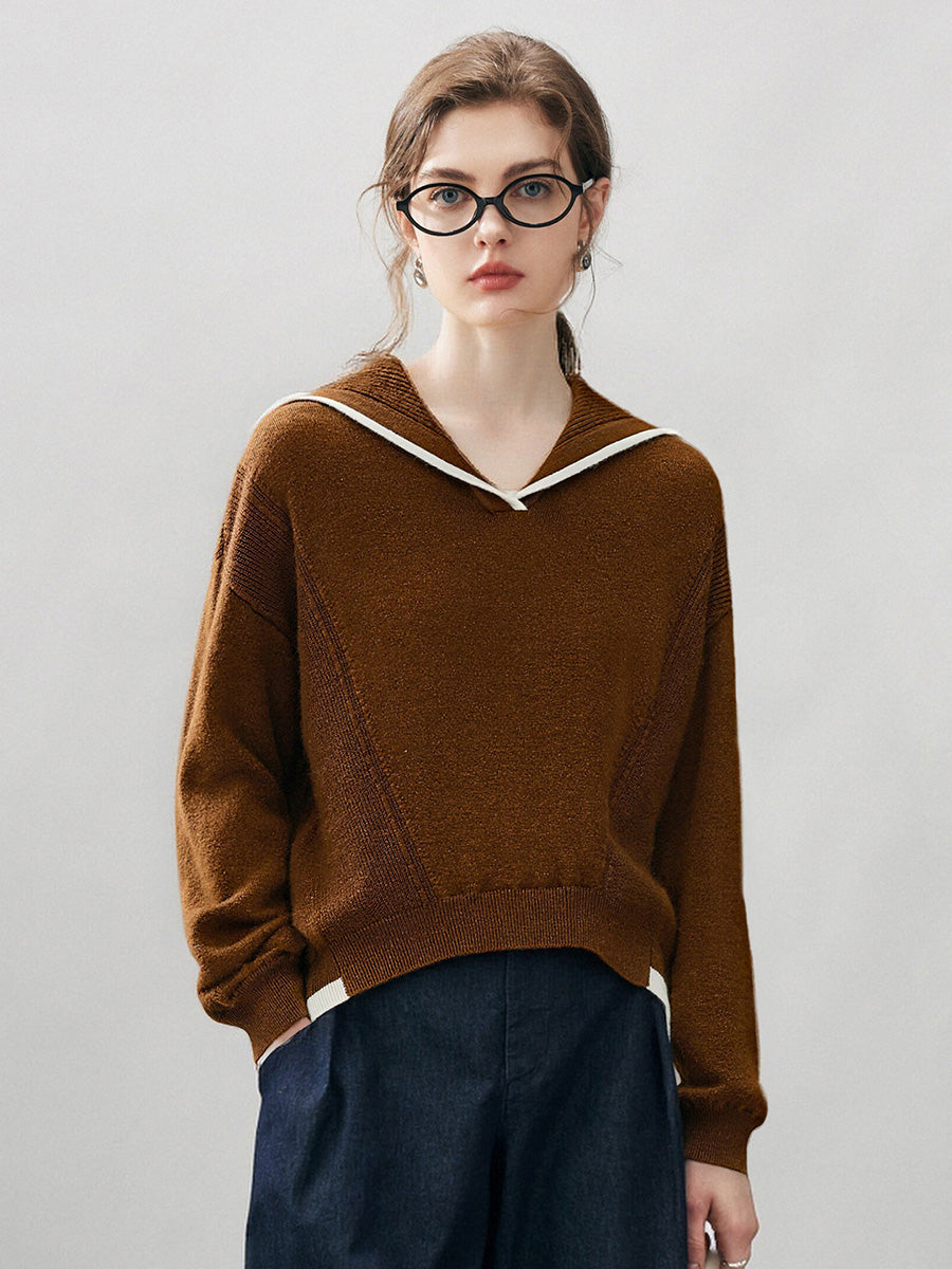100% Cashmere Women's Sailor Collar Sweater – COMOBOCA