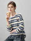 COMOBOCA 100% Cashmere Women's Striped Knit Sweater
