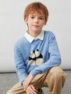 COMOBOCA 100% Wool Kids' Panda Pattern Round Neck Sweater