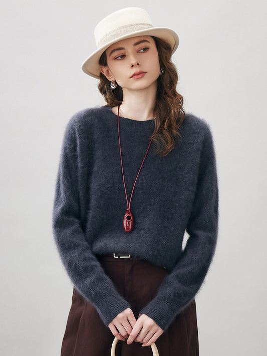 COMOBOCA Charcoal Women's Wool Seamless Brushed Knit Sweater