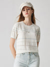 COMOBOCA Women's Relaxed Fit Striped Knit T-Shirt