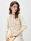 COMOBOCA Women's Printed Panel Knit Cardigan