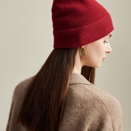 COMOBOCA 100% Cashmere Women's Ribbed Knit Beanie