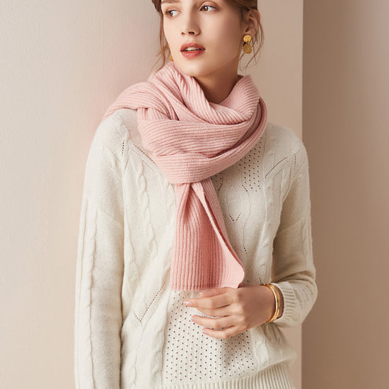 COMOBOCA LIGHT PINK 100% Cashmere Plain All Matched Scarf