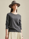 COMOBOCA Gray 100% Cashmere Women's Knit Pullover Sweater