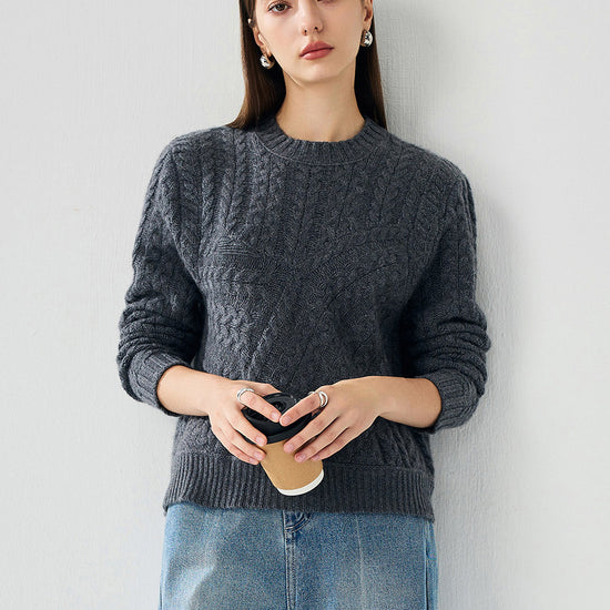 COMOBOCA 100% Cashmere Women's Chunky Cable Knit Sweater