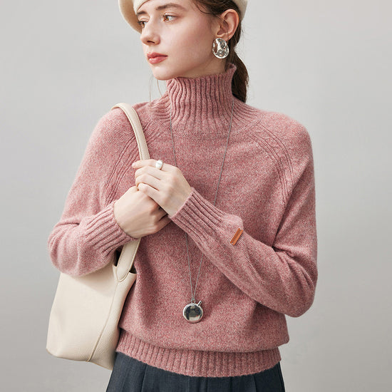 COMOBOCA 100% Cashmere Women's Ribbed Turtleneck Sweater