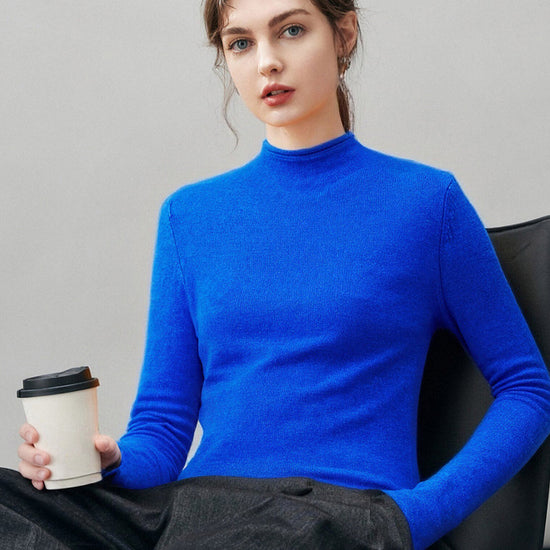 COMOBOCA 100% Cashmere Women's Round Neck Knit sweater