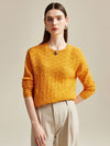 COMOBOCA Orange 100% Cashmere Women's Cable Knit Sweater
