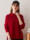 COMOBOCA RED 100% Cashmere Women's Mock Neck Knit Sweater