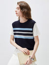COMOBOCA Women's Striped Layered Knit T-Shirt