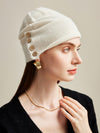 COMOBOCA 100% Cashmere Women's Button Decorated Knit Beanie