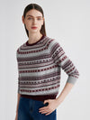 COMOBOCA 100% Cashmere Women's Fair Isle Round Neck Knit Sweater