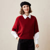 COMOBOCA Red 100% Cashmere Loose Batwing Sleeve Sweater