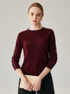 COMOBOCA DEEP RED 100% Cashmere Women's Sweater with Built-in Collar