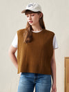 COMOBOCA Brown 100% Wool Women's Knit Sleeveless Sweater Vest