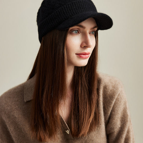COMOBOCA 100% Cashmere Women's Knit Newsboy Cap