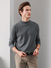 COMOBOCA SLATE GREY 100% Cashmere Men's Mock Neck Knit Sweater