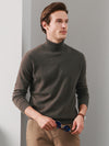 COMOBOCA BROWN 100% Cashmere Men's Ribbed Turtleneck Sweater