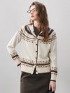 COMOBOCA Geometric 100% Wool Women's Fair Isle Knit Hoodie