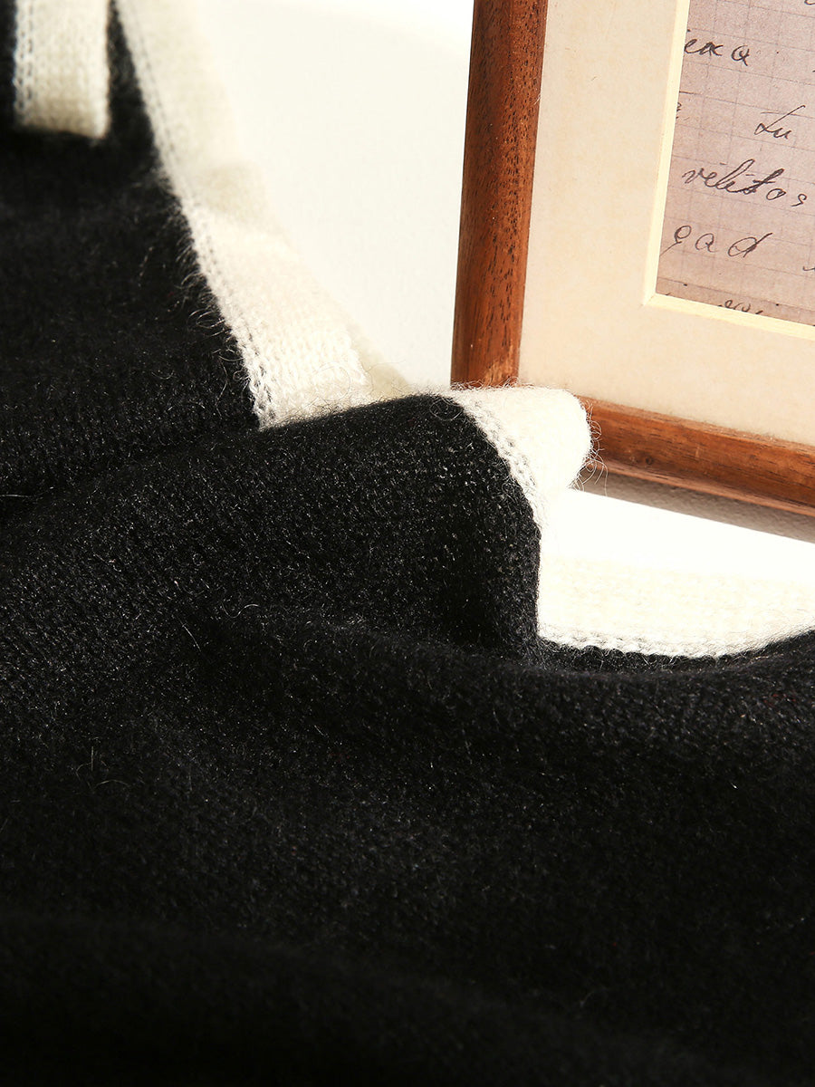 COMOBOCA 100% Cashmere Women's Striped Knit Scarf