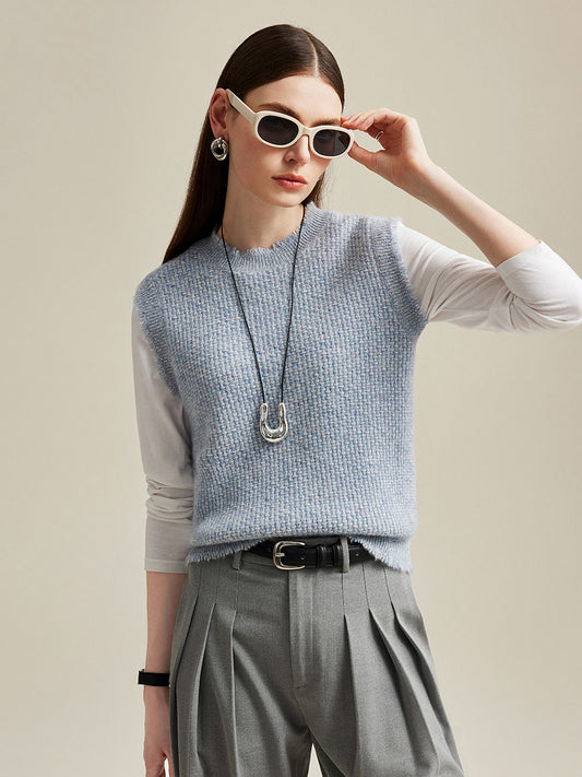 COMOBOCA 100% Cashmere Women's Textured Knit Sweater Vest