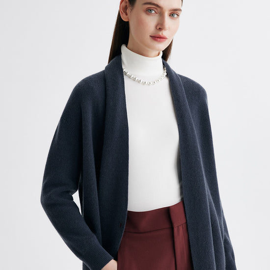 COMOBOCA 100% Cashmere Women's Shawl Collar Wrap Cardigan