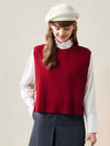 COMOBOCA Red 100% Wool Women's Knit Sleeveless Sweater Vest