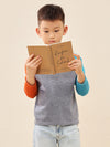 COMOBOCA 100% Wool Kid's Casual Colorblock Knit Sweater