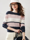 COMOBOCA Charcoal Women's Striped Color Block Sweater