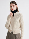COMOBOCA 100% Cashmere Women's Cable Zip Up Knit Cardigan