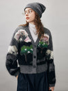 COMOBOCA Women's Landscape Patterned Knit Cardigan