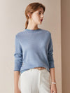 COMOBOCA BLUE 100% Cashmere Women's Sweater with Built-in Collar