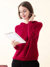 COMOBOCA Red 100% Cashmere Women's Knit Sweater Hoodie