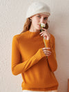 COMOBOCA yellow 100% Cashmere Women's Mock Neck Knit Sweater