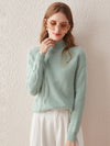 COMOBOCA 100% Cashmere Women's Mock Neck Knit Sweater