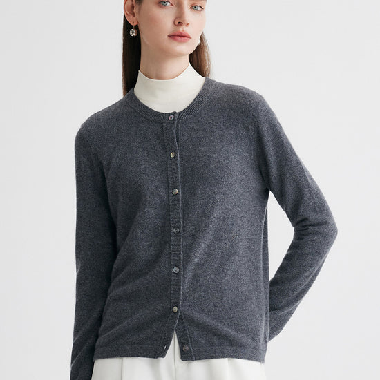COMOBOCA Gray 100% Cashmere Women's Button-Up Cardigan
