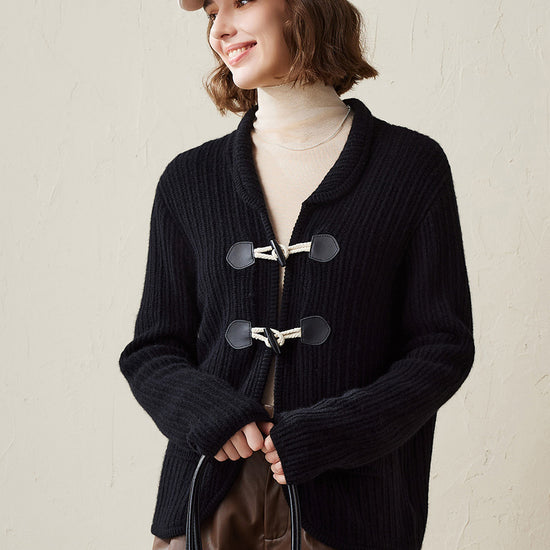 COMOBOCA 100% Cashmere Women's Toggle Closure Knit Cardigan