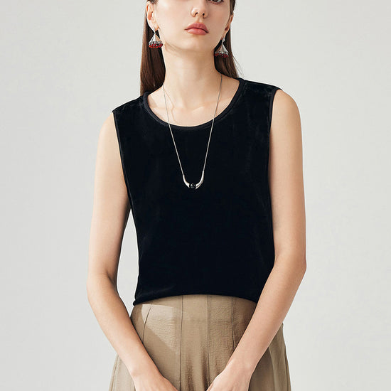 COMOBOCA Black 100% Mulberry Silk Women's Sleek Tank Top